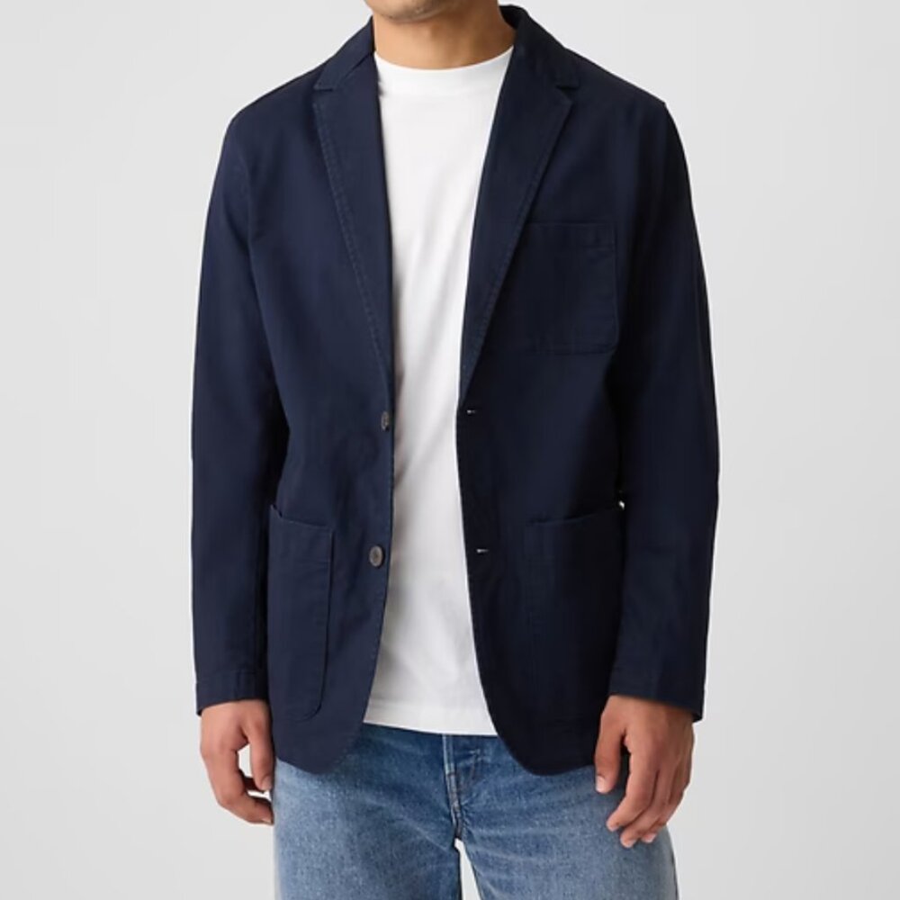 GAP Men's Navy Twill Two Button Blazer XL NWT Pockets - Picture 2 of 8